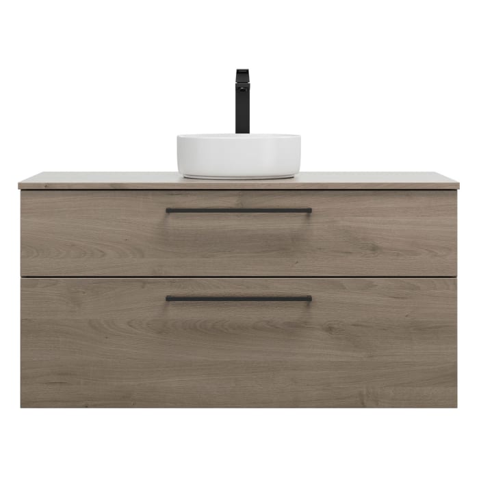 burgbad Eqio Waschtischkombination mit Keramik-Aufsatzwaschtisch 120 cm, mit Stangengriff G0234