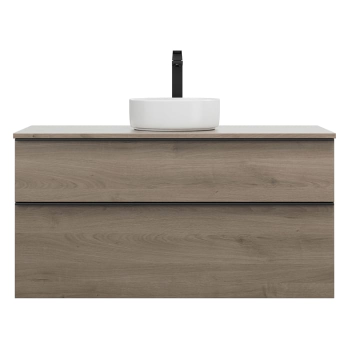 burgbad Eqio Waschtischkombination mit Keramik-Aufsatzwaschtisch 120 cm, mit Griffleiste G0252