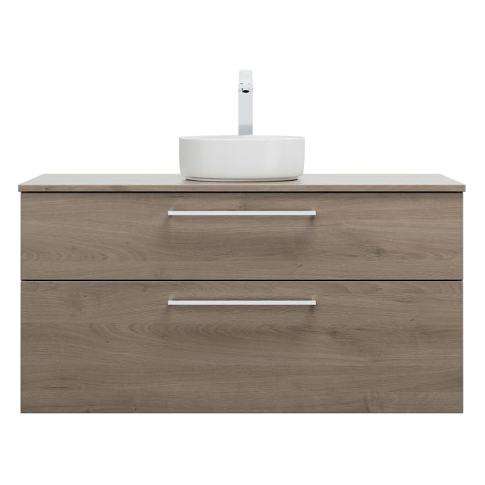 burgbad Eqio Waschtischkombination mit Keramik-Aufsatzwaschtisch 120 cm, mit Stangengriff P95