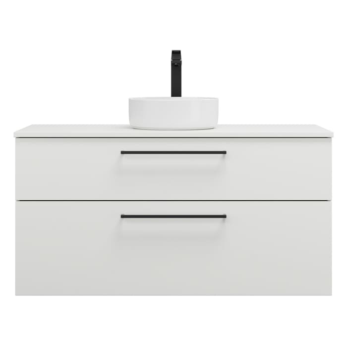 burgbad Eqio Waschtischkombination mit Keramik-Aufsatzwaschtisch 120 cm, mit Stangengriff G0234