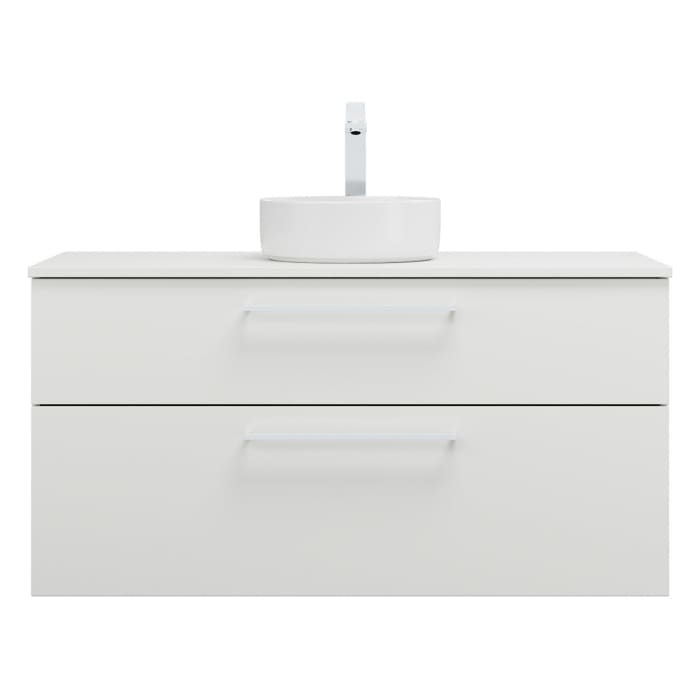 burgbad Eqio Waschtischkombination mit Keramik-Aufsatzwaschtisch 120 cm, mit Stangengriff P95