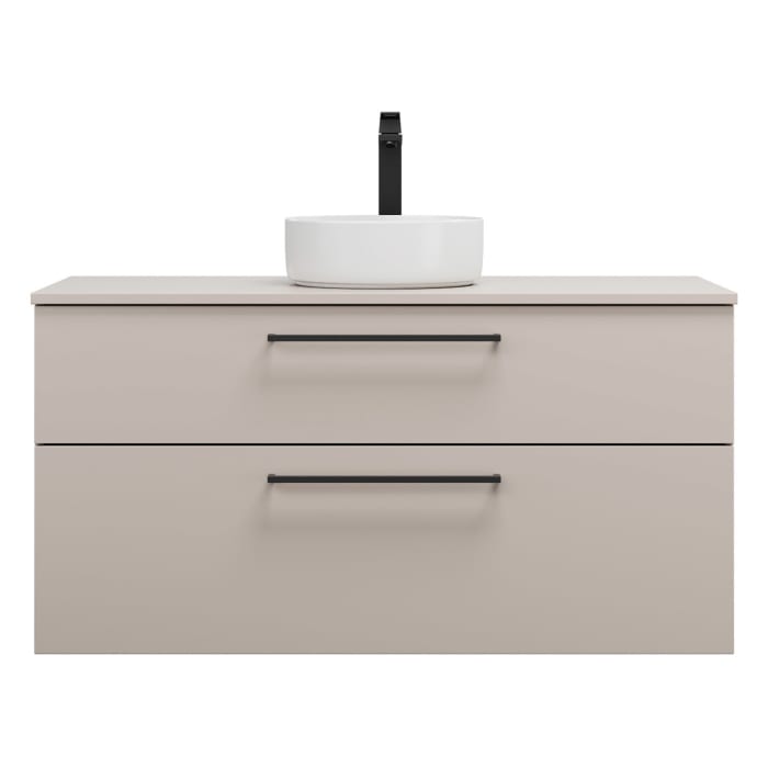 burgbad Eqio Waschtischkombination mit Keramik-Aufsatzwaschtisch 120 cm, mit Stangengriff G0234