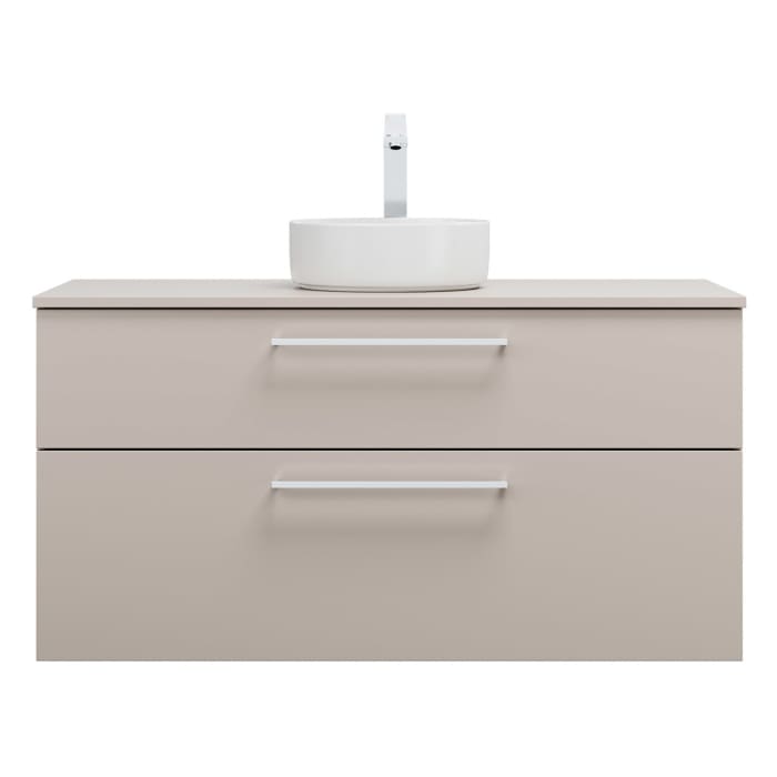 burgbad Eqio Waschtischkombination mit Keramik-Aufsatzwaschtisch 120 cm, mit Stangengriff P95