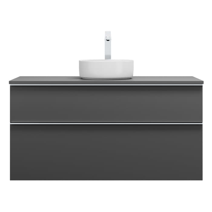 burgbad Eqio Waschtischkombination mit Keramik-Aufsatzwaschtisch 120 cm, mit Griffleiste G0251