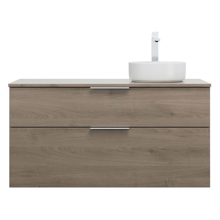 burgbad Eqio Waschtischkombination mit Keramik-Aufsatzwaschtisch 120 cm, rechts, mit Griff G0146