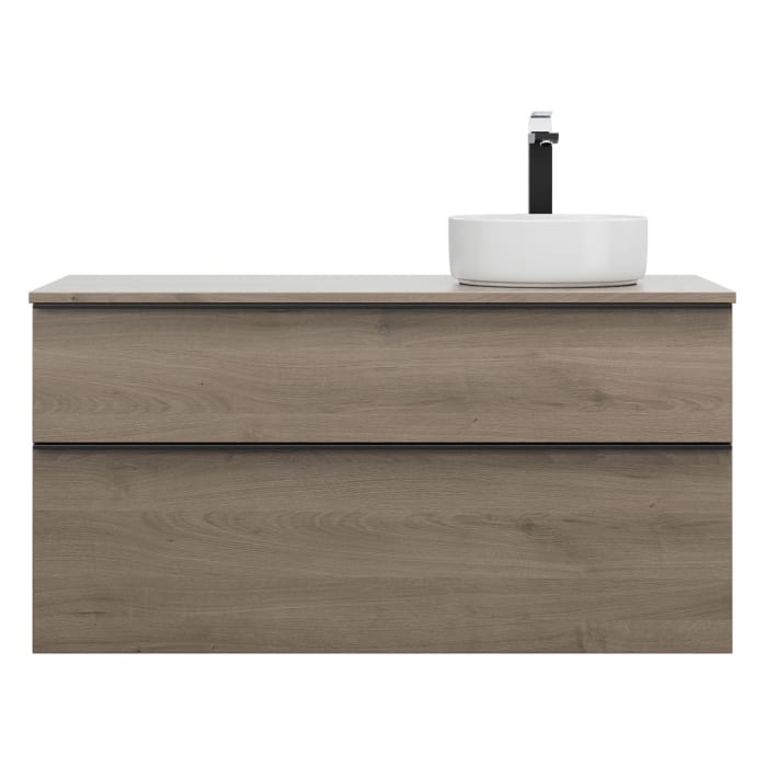 burgbad Eqio Waschtischkombination mit Keramik-Aufsatzwaschtisch 120 cm, rechts, mit Griffleiste G0252