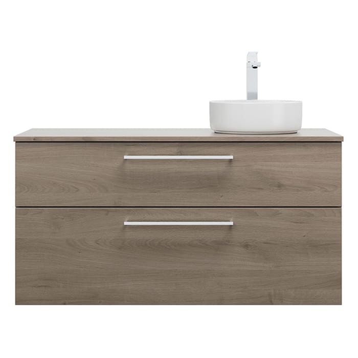 burgbad Eqio Waschtischkombination mit Keramik-Aufsatzwaschtisch 120 cm, rechts, mit Stangengriff P95