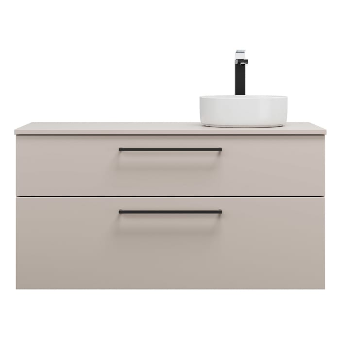 burgbad Eqio Waschtischkombination mit Keramik-Aufsatzwaschtisch 120 cm, rechts, mit Stangengriff G0234