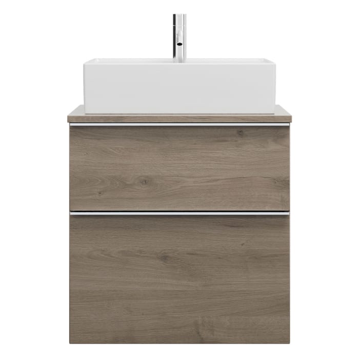 burgbad Eqio Waschtischkombination mit Keramik-Aufsatzwaschtisch 60 cm, mit Griffleiste G0251