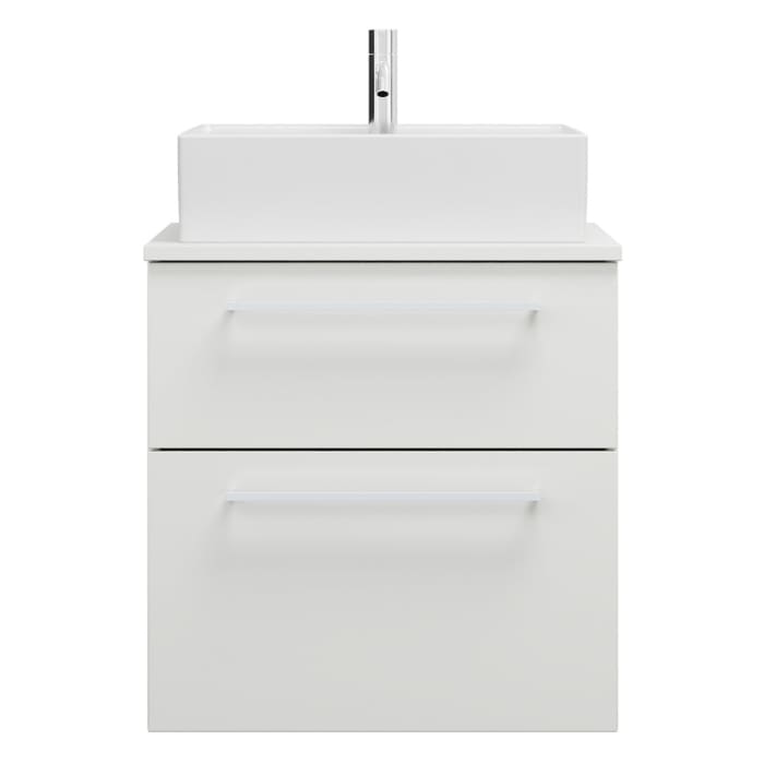 burgbad Eqio Waschtischkombination mit Keramik-Aufsatzwaschtisch 60 cm, mit Stangengriff P95