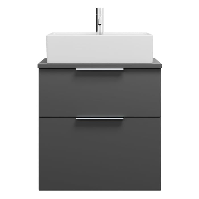 burgbad Eqio Waschtischkombination mit Keramik-Aufsatzwaschtisch 60 cm, mit Griff G0146