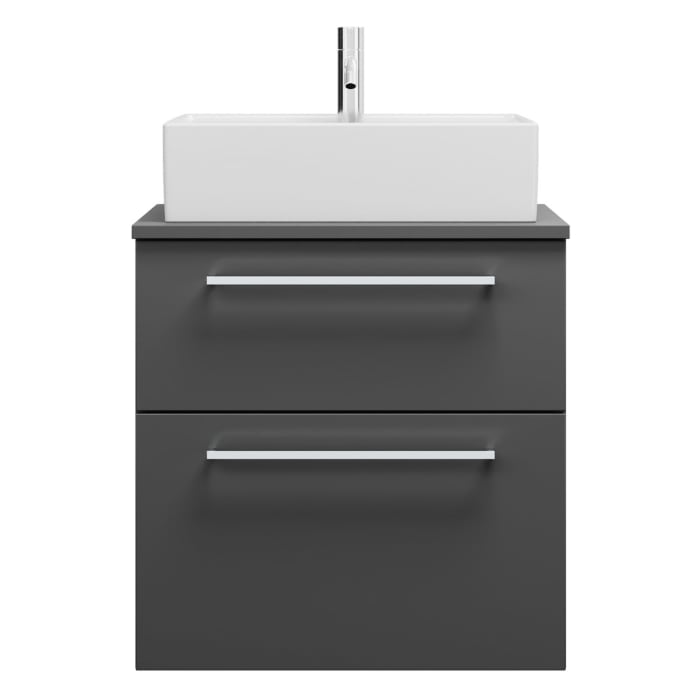 burgbad Eqio Waschtischkombination mit Keramik-Aufsatzwaschtisch 60 cm, mit Stangengriff P95