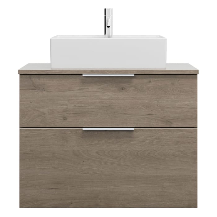 burgbad Eqio Waschtischkombination mit Keramik-Aufsatzwaschtisch 80 cm, mit Griff P0146