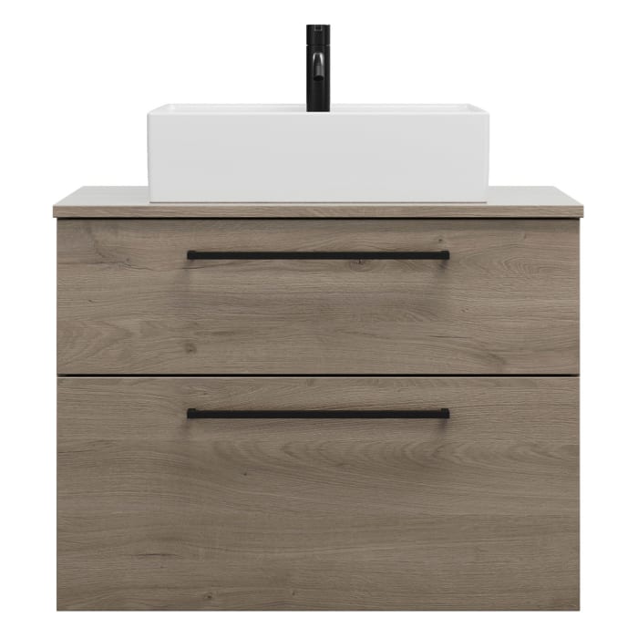 burgbad Eqio Waschtischkombination mit Keramik-Aufsatzwaschtisch 80 cm, mit Stangengriff P0234