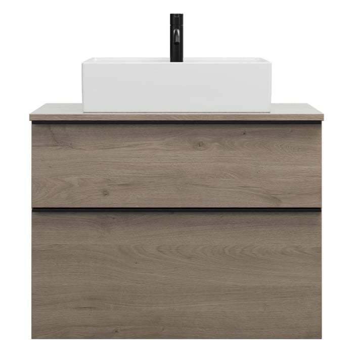 burgbad Eqio Waschtischkombination mit Keramik-Aufsatzwaschtisch 80 cm, mit Griffleiste P0252