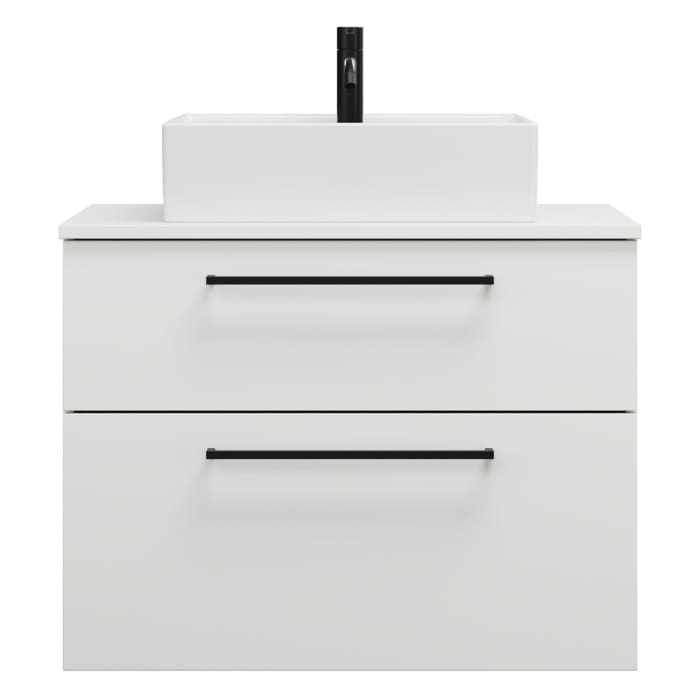 burgbad Eqio Waschtischkombination mit Keramik-Aufsatzwaschtisch 80 cm, mit Stangengriff P0234