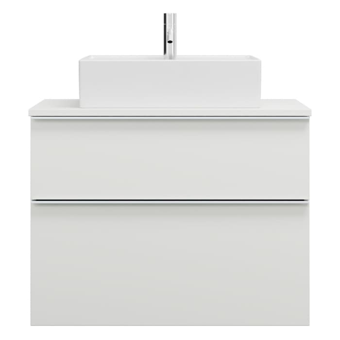 burgbad Eqio Waschtischkombination mit Keramik-Aufsatzwaschtisch 80 cm, mit Griffleiste P0251