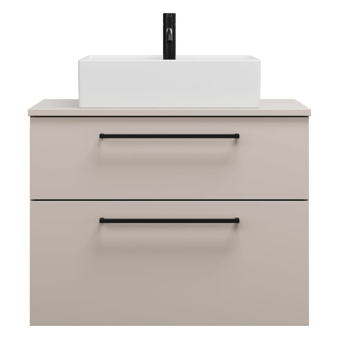 burgbad Eqio Waschtischkombination mit Keramik-Aufsatzwaschtisch 80 cm, mit Stangengriff P0234