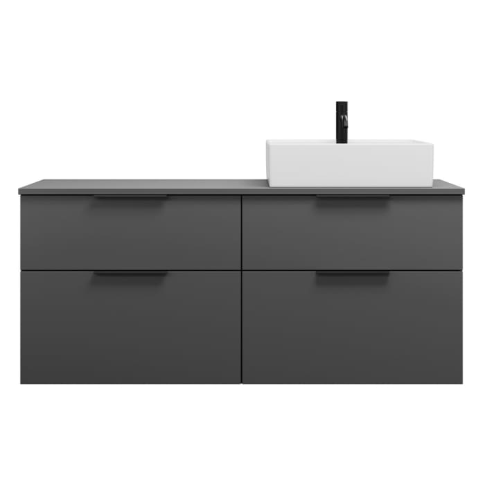 burgbad Eqio Waschtischkombination mit Keramik-Aufsatzwaschtisch 140 cm, rechts, mit Griff G0200