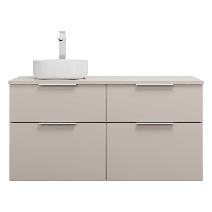 burgbad Eqio Waschtischkombination mit Keramik-Aufsatzwaschtisch 120 cm, links, mit Griff G0146