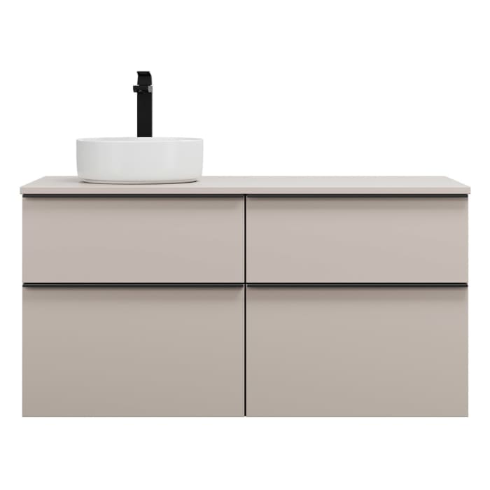 burgbad Eqio Waschtischkombination mit Keramik-Aufsatzwaschtisch 120 cm, links, mit Griffleiste G0252