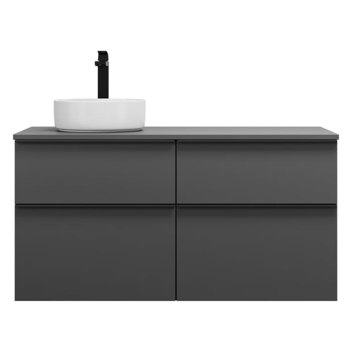 burgbad Eqio Waschtischkombination mit Keramik-Aufsatzwaschtisch 120 cm, links, mit Griffleiste G0252