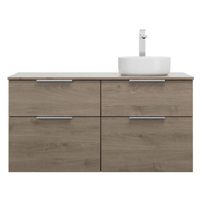 burgbad Eqio Waschtischkombination mit Keramik-Aufsatzwaschtisch 120 cm, rechts, mit Griff G0146