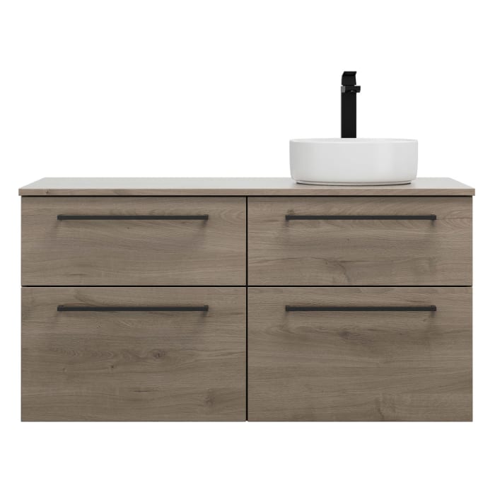 burgbad Eqio Waschtischkombination mit Keramik-Aufsatzwaschtisch 120 cm, rechts, mit Stangengriff G0234