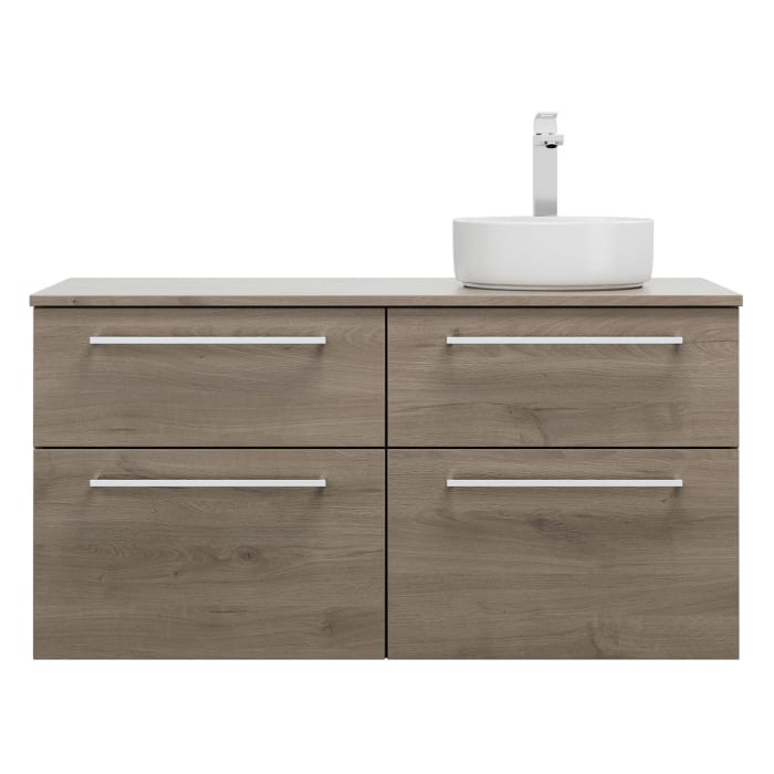 burgbad Eqio Waschtischkombination mit Keramik-Aufsatzwaschtisch 120 cm, rechts, mit Stangengriff P95