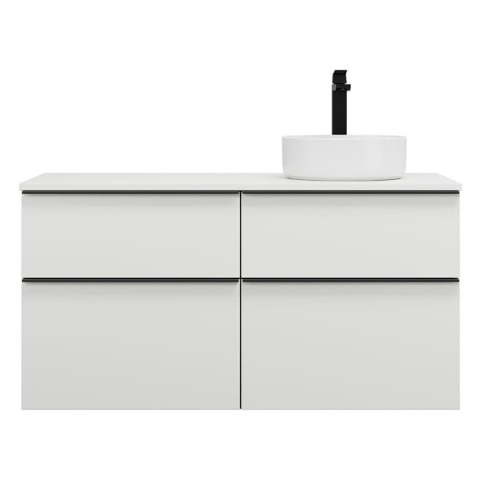 burgbad Eqio Waschtischkombination mit Keramik-Aufsatzwaschtisch 120 cm, rechts, mit Griffleiste G0252