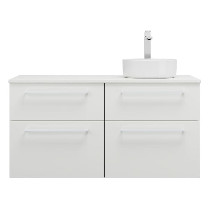 burgbad Eqio Waschtischkombination mit Keramik-Aufsatzwaschtisch 120 cm, rechts, mit Stangengriff P95