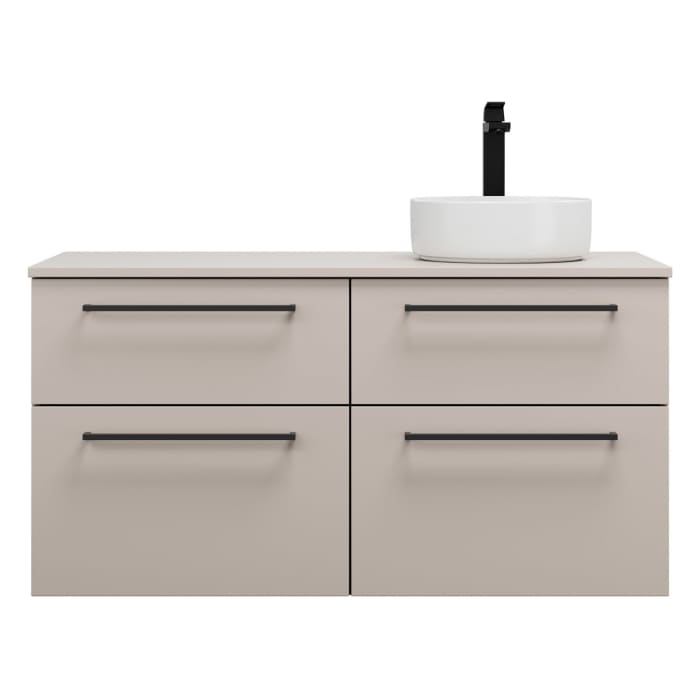 burgbad Eqio Waschtischkombination mit Keramik-Aufsatzwaschtisch 120 cm, rechts, mit Stangengriff G0234