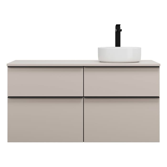 burgbad Eqio Waschtischkombination mit Keramik-Aufsatzwaschtisch 120 cm, rechts, mit Griffleiste G0252