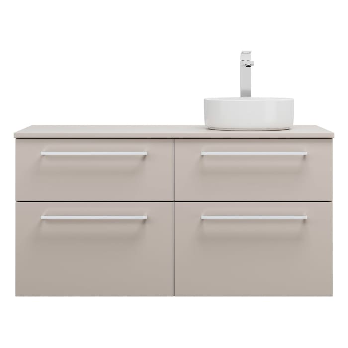 burgbad Eqio Waschtischkombination mit Keramik-Aufsatzwaschtisch 120 cm, rechts, mit Stangengriff P95