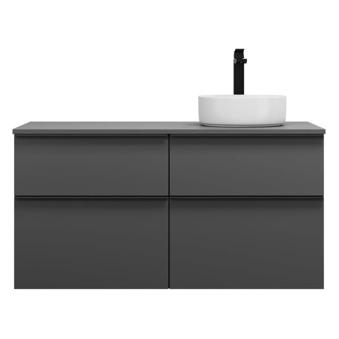 burgbad Eqio Waschtischkombination mit Keramik-Aufsatzwaschtisch 120 cm, rechts, mit Griffleiste G0252