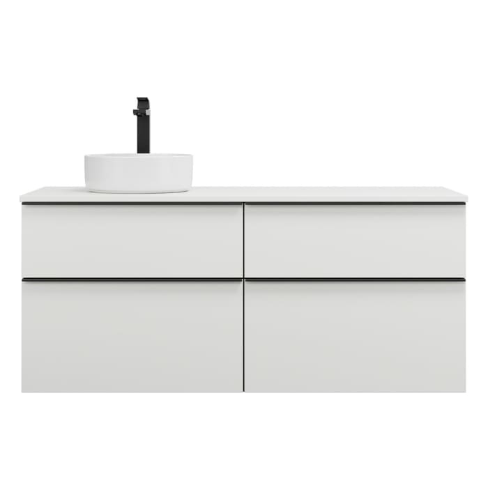 burgbad Eqio Waschtischkombination mit Keramik-Aufsatzwaschtisch 140 cm, links, mit Griffleiste G0252