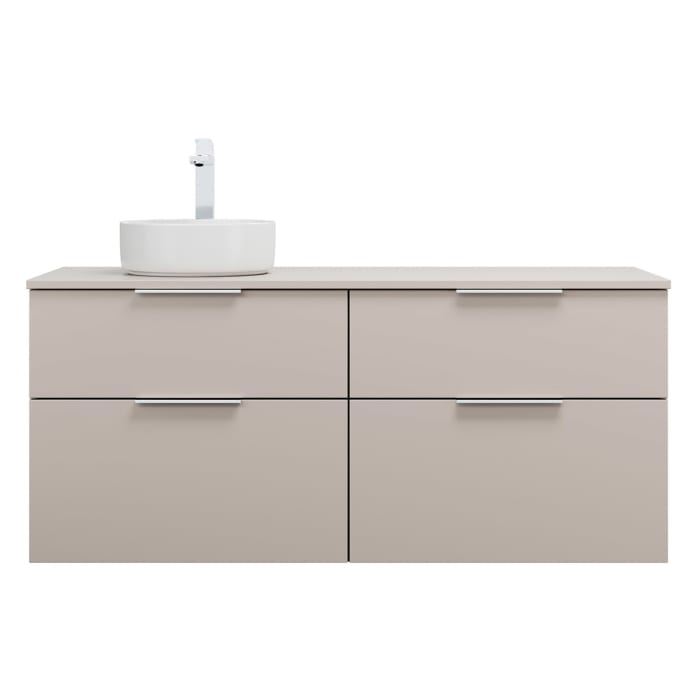 burgbad Eqio Waschtischkombination mit Keramik-Aufsatzwaschtisch 140 cm, links, mit Griff G0146