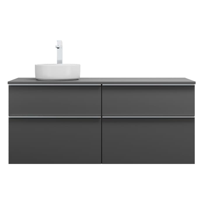 burgbad Eqio Waschtischkombination mit Keramik-Aufsatzwaschtisch 140 cm, links, mit Griffleiste G0251