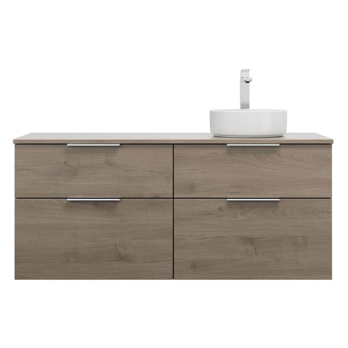 burgbad Eqio Waschtischkombination mit Keramik-Aufsatzwaschtisch 140 cm, rechts, mit Griff G0146