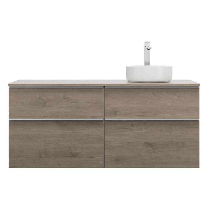 burgbad Eqio Waschtischkombination mit Keramik-Aufsatzwaschtisch 140 cm, rechts, mit Griffleiste G0251