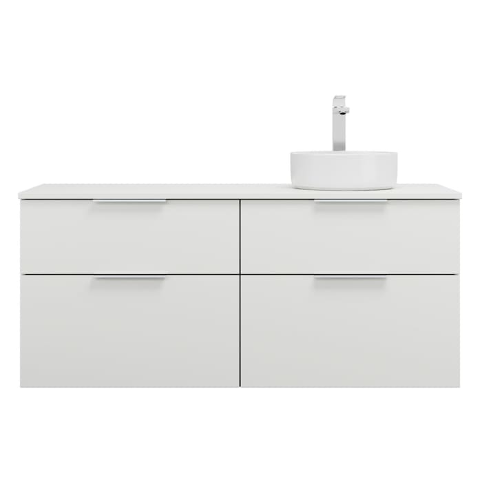 burgbad Eqio Waschtischkombination mit Keramik-Aufsatzwaschtisch 140 cm, rechts, mit Griff G0146