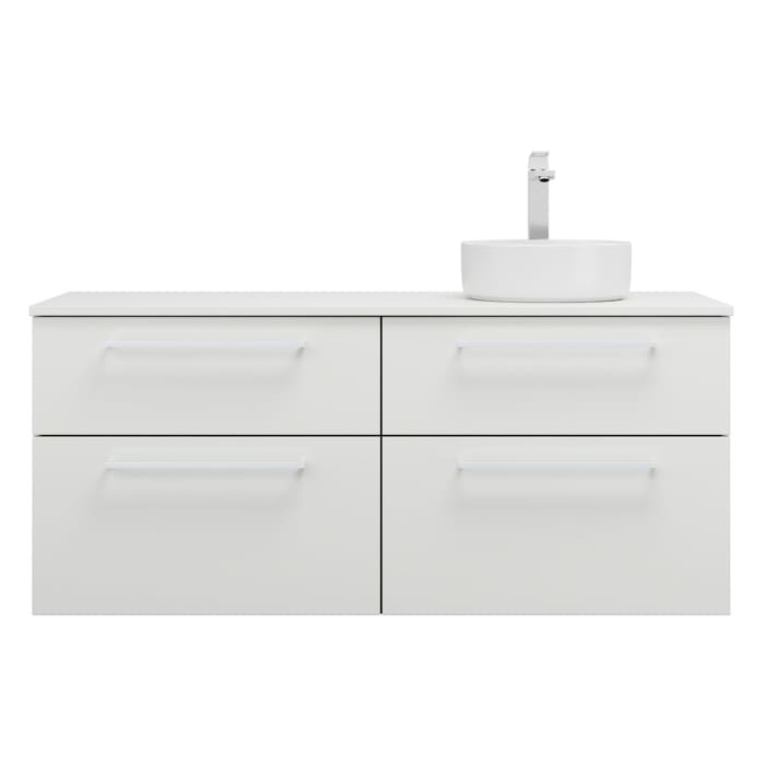 burgbad Eqio Waschtischkombination mit Keramik-Aufsatzwaschtisch 140 cm, rechts, mit Stangengriff P95