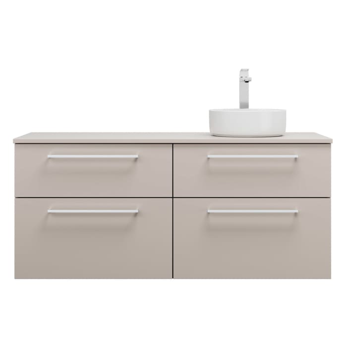 burgbad Eqio Waschtischkombination mit Keramik-Aufsatzwaschtisch 140 cm, rechts, mit Stangengriff P95