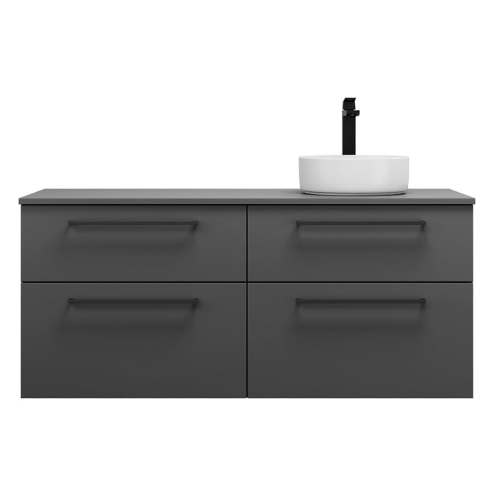 burgbad Eqio Waschtischkombination mit Keramik-Aufsatzwaschtisch 140 cm, rechts, mit Stangengriff G0234