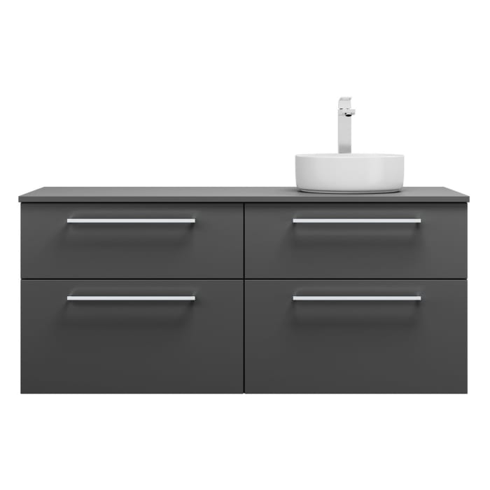 burgbad Eqio Waschtischkombination mit Keramik-Aufsatzwaschtisch 140 cm, rechts, mit Stangengriff P95