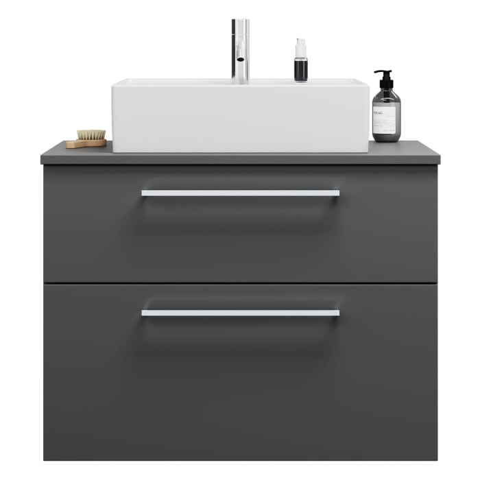 burgbad Eqio Waschtischkombination mit Keramik-Aufsatzwaschtisch 80 cm, mit Stangengriff P95