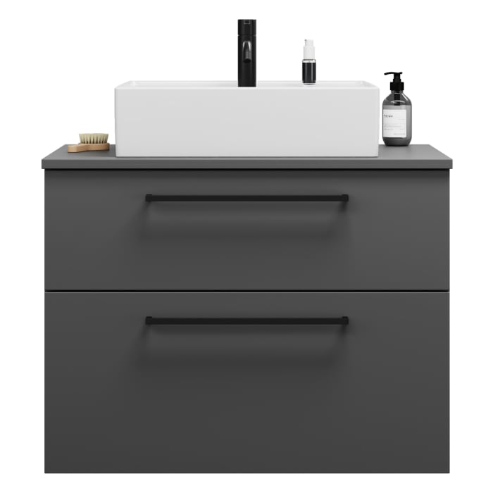 burgbad Eqio Waschtischkombination mit Keramik-Aufsatzwaschtisch 80 cm, mit Stangengriff P0234