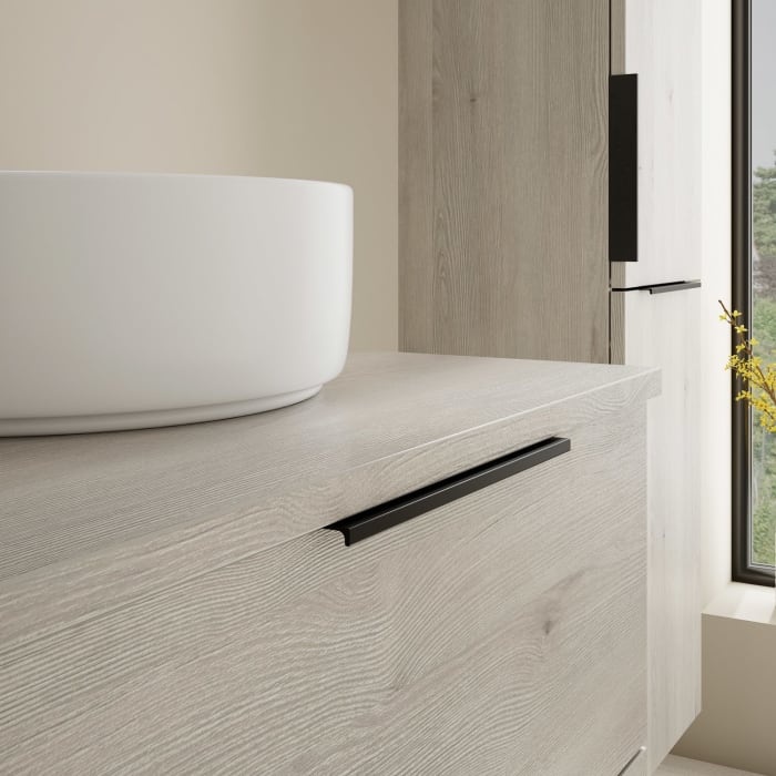 burgbad Eqio Waschtischkombination mit Keramik-Aufsatzwaschtisch 60 cm, Griff G0200