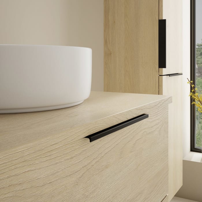 burgbad Eqio Waschtischkombination mit Keramik-Aufsatzwaschtisch 60 cm, Griff G0200