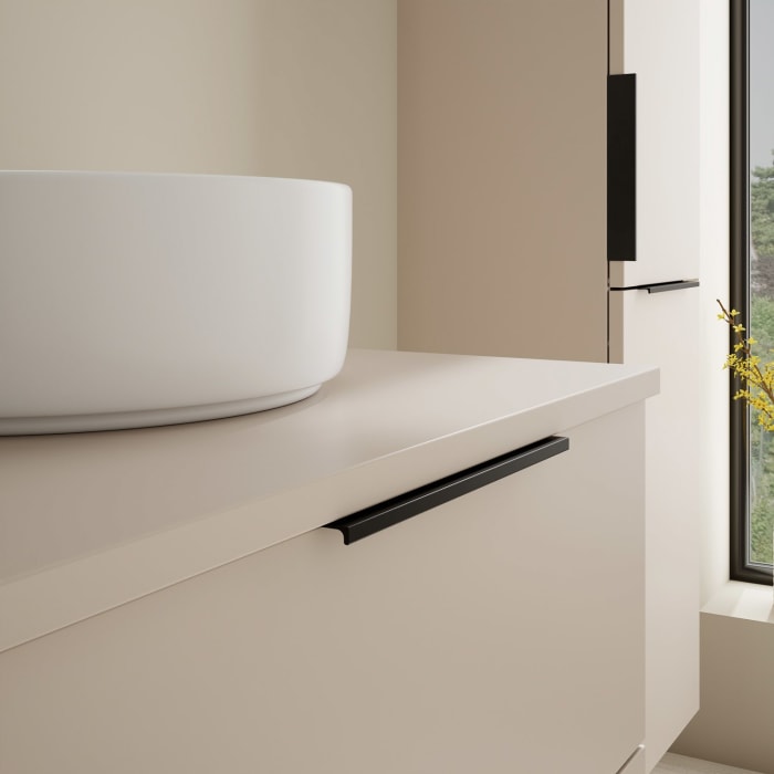 burgbad Eqio Waschtischkombination mit Keramik-Aufsatzwaschtisch 60 cm, Griff G0200